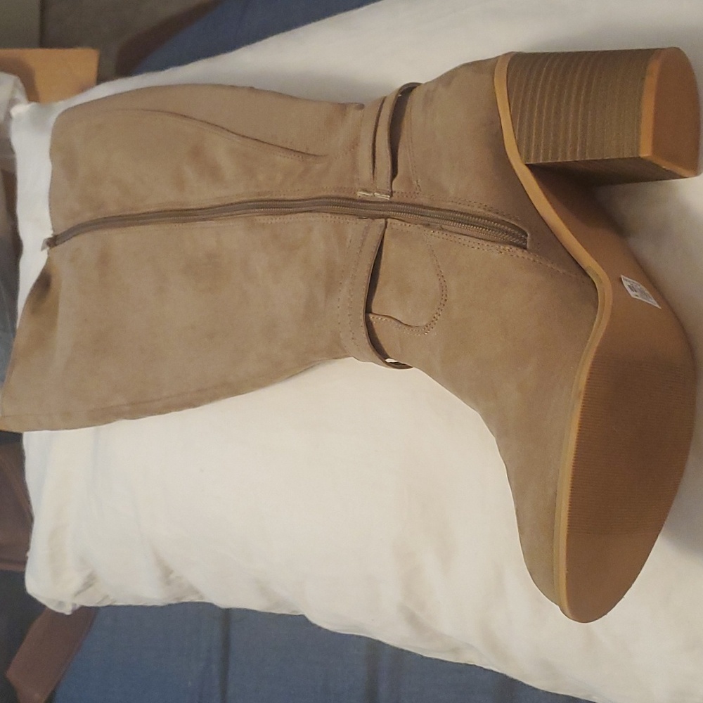 Tan Brown Knee Harness Wide Calf Heeled Boot Size 10 - Picture 5 of 5